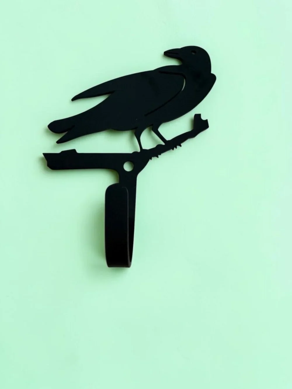 Wrought Iron Crow / Raven Wall Hook Small 3.5